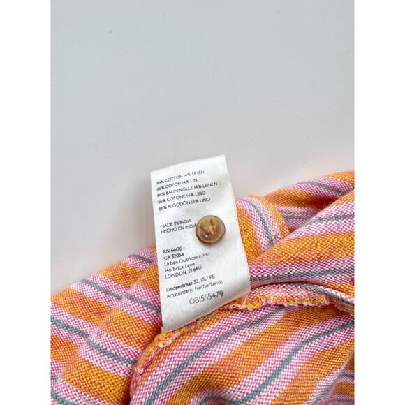 PILCRO Oxford Tunic Orange Pink Striped Cotton Linen Button Down Shirt, Size XS - Picture 15 of 16